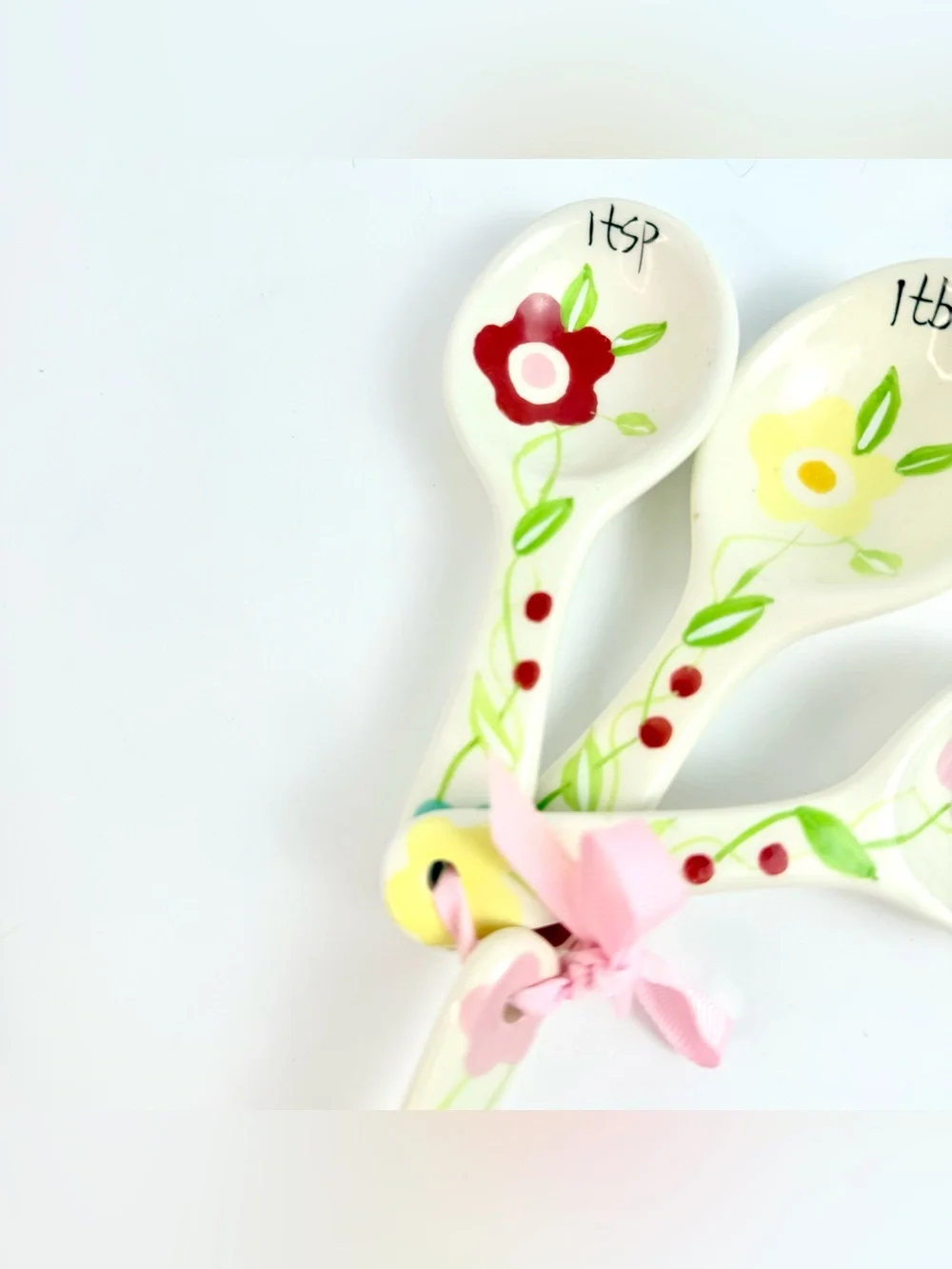 Springtime Flowers Hand Painted Ceramic Measuring Spoons